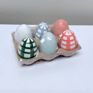 New Target Bullseye Playground Set of 6 Wooden Eggs, Spring or Easter Decor
